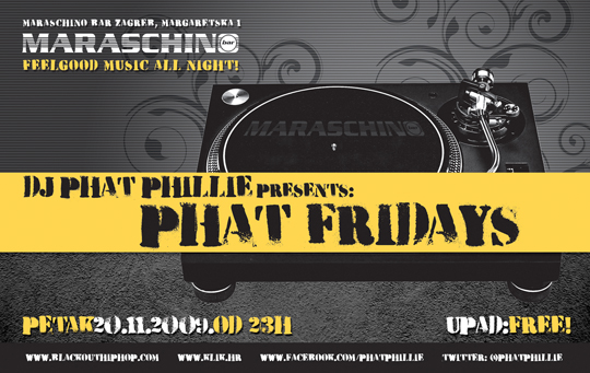 Marascino flyer BRAND NEW Phat Fridays @ Maraschino Bar (Zagreb)