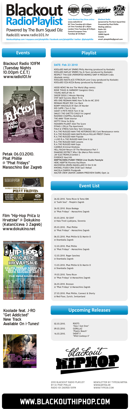 PLAYLIST1214 Blackout Radio Playlist (23.2.2010.)