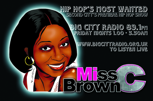 C Brown biz card frnt Miss C Browns Radio Show