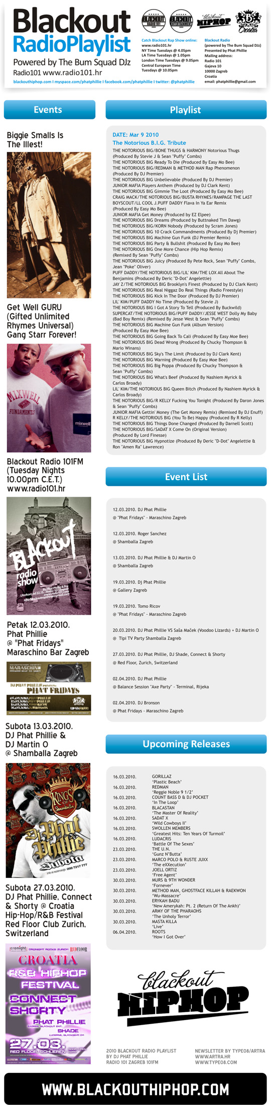 PLAYLIST123 PLAYLIST123 Blackout Radio playlist Biggie Special (09.03.2010)