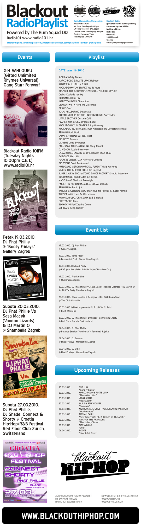 PLAYLIST124 PLAYLIST124 Blackout Radio playlist (16.03.2010)