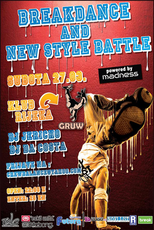 flyer flayerbreak Breakdance & New Style Battle @ Gruw (Rijeka)