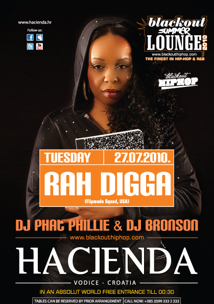 Rah Digga Blackout flyer 2707 Blackout Summer Lounge presents Rah Digga