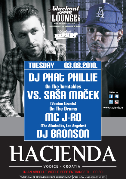 flyer_0308 flyer 0308 Blackout Summer Lounge Presents: DJ Phat Phillie VS. Saša Maček (Drums) feat.MC J RO
