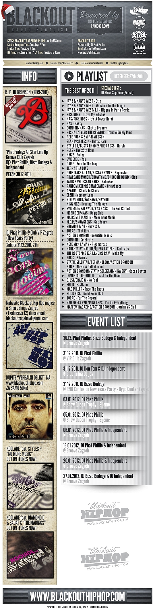 PLAYLIST BEST OF 2011 PLAYLIST BEST OF 2011 Blackout Radio Playlist & DL Links (Dec 27th) The Best Of 2011