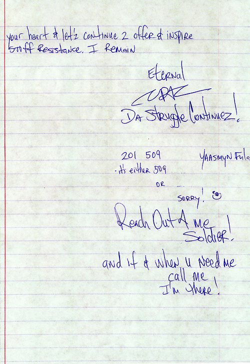 Letter Tupac Wrote To Chuck D From Prison (September 1995) letter 2 Letter Tupac Wrote To Chuck D From Prison (September 1995)